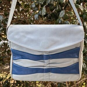 Vintage Colorblock Leather Shoulder Bag